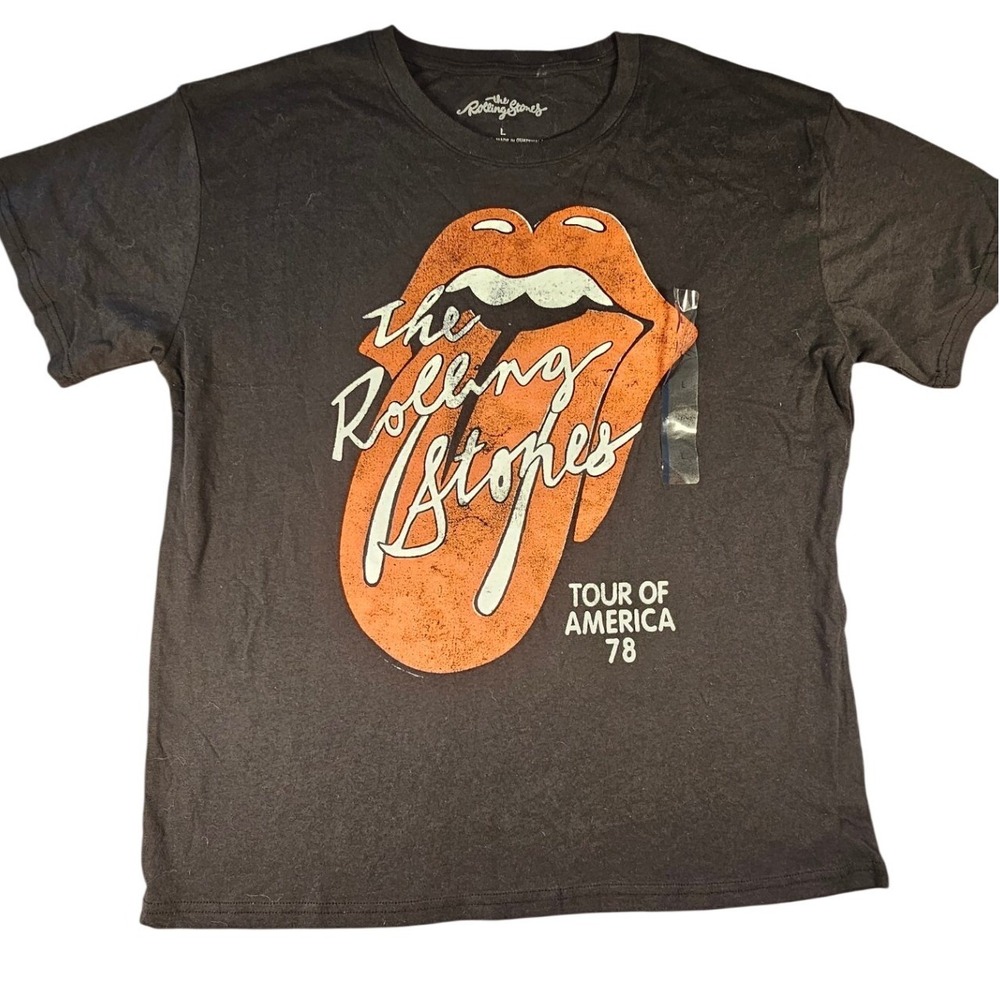 The Rolling Stones Tour of America 78 Graphic T-Shirt Charcoal Gray Mens LG NWOT